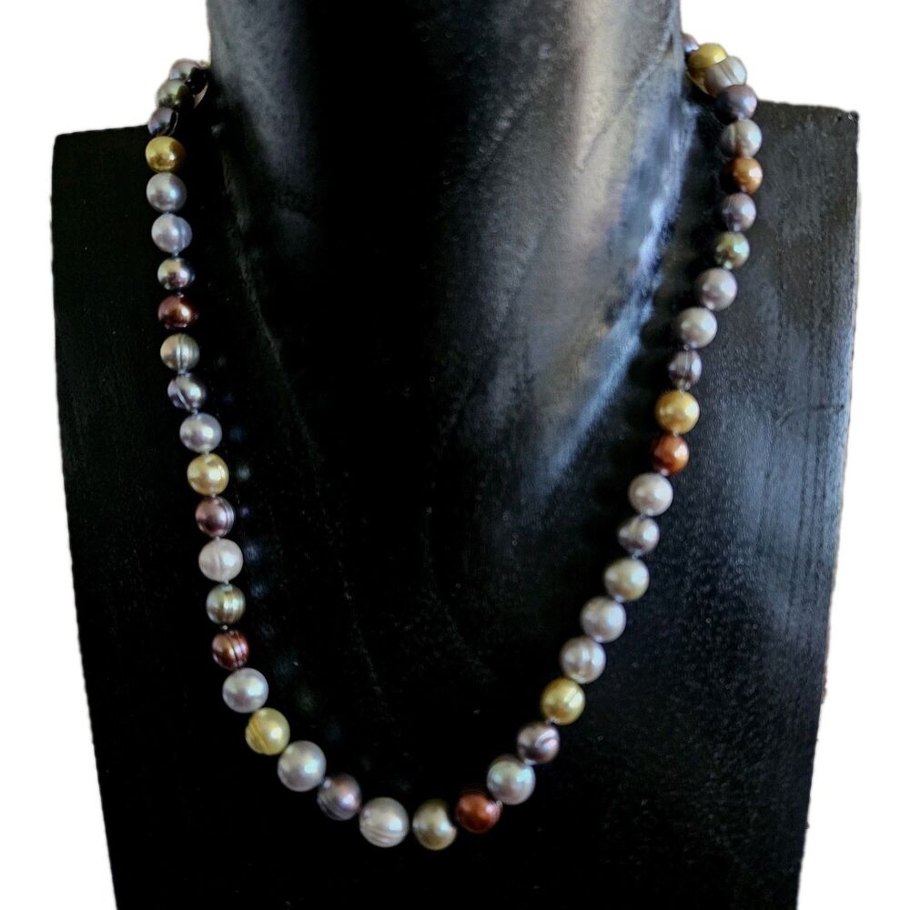 HONORA Cultured Freshwater Pearl Necklace Rich Bronze, Soft Gold, Champagne 16"